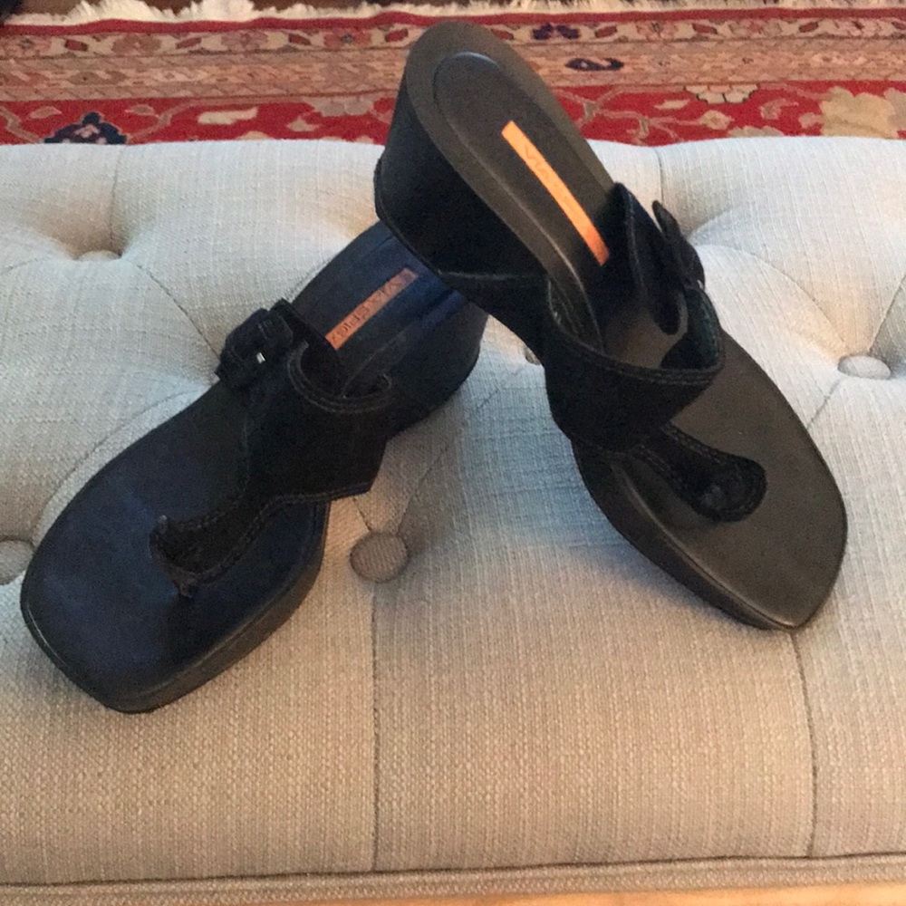 Via Spiga black wedge sandals